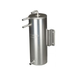 Bulk Head Mount 2Ltr Fuel Swirl Pot - Push on fittings - 90deg Top Tube - Silver