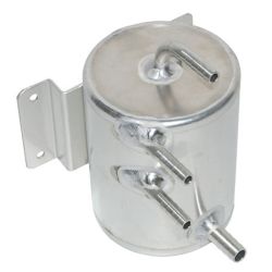 Bulk Head Mount 1Ltr Fuel Swirl Pot - Push on fittings - 90deg Top Tube - Silver
