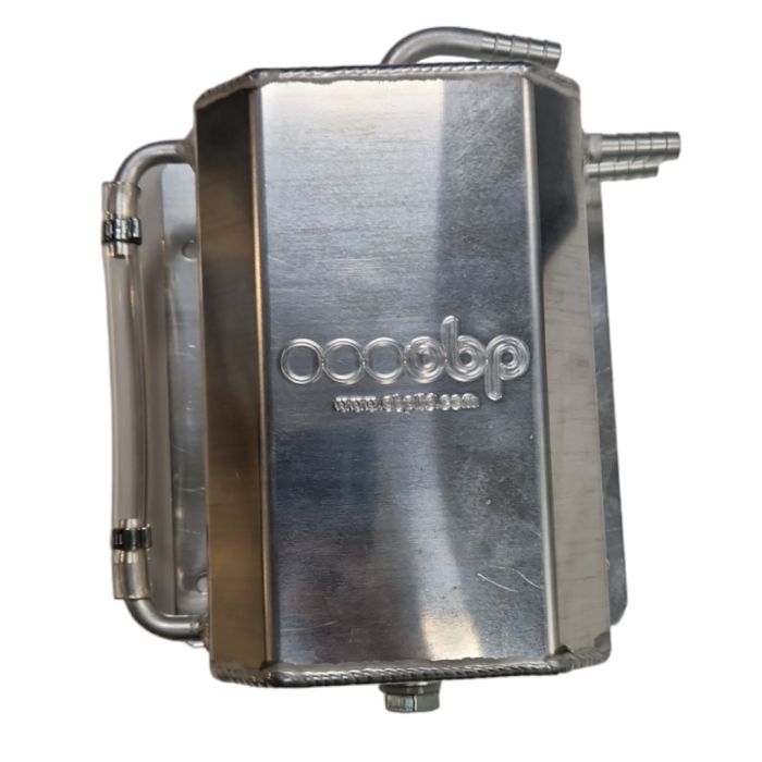 1.5L Ribbed Push Fittings Bulk Head Mount Oil Catch Tank D80mm x W125mm x H180mm 10mm Drain Plug