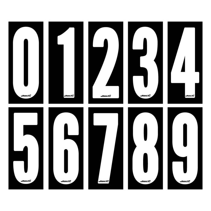Kart Race Number - White on Black Background