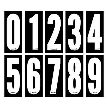 Kart Race Number - White on Black Background