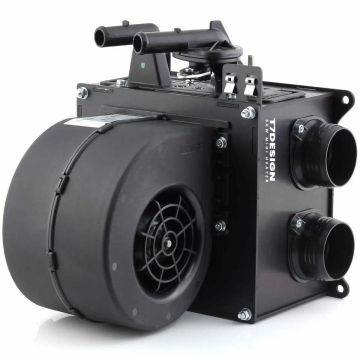 Midi Heater 12v 5kw - 4 x 51mm Hose Side Oulets - 235cfm fan with Water Valve