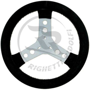 Suede Steering Wheel Black/Silver spokes - 300mm Cadet